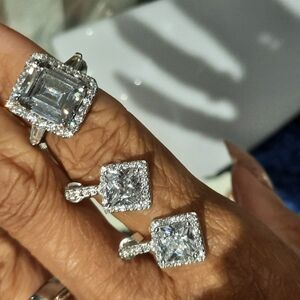 TSC DIAMONELLE MASSIVE COCKTAIL RING & EARRINGS STERLING SILVER 6 NIB PRINCESS